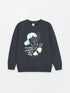 LC Waikiki Crew Neck Printed Reversible Sequined Long Sleeve Boy's Sweatshirt